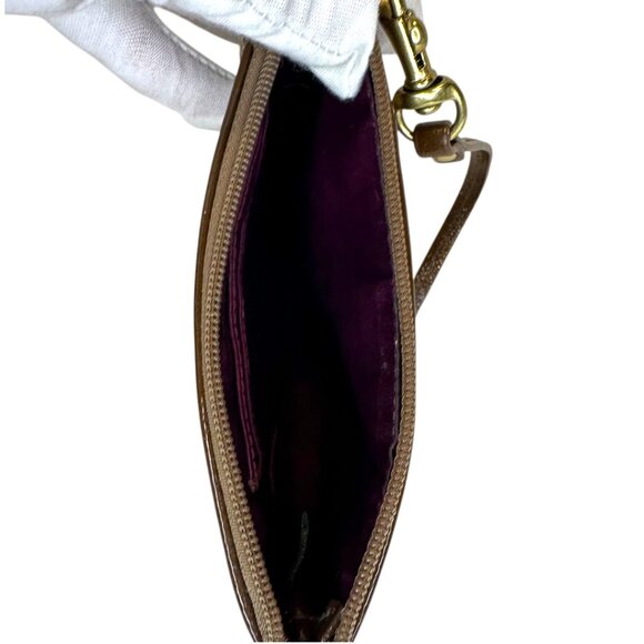 Coach Brown Snakeskin Print Pattern Nylon Cloth Small Wristlet Wallet - Picture 4 of 4